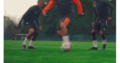 Production for the collaboration between Puma and Neymar shot on a footbal field.